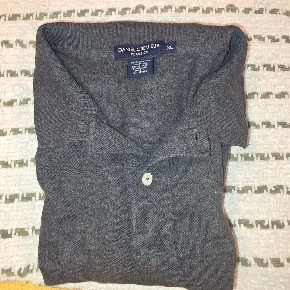 Daniel Cremieux Classics Men's Gray Long Sleeve Polo Shirt Size XL Tailored Fit